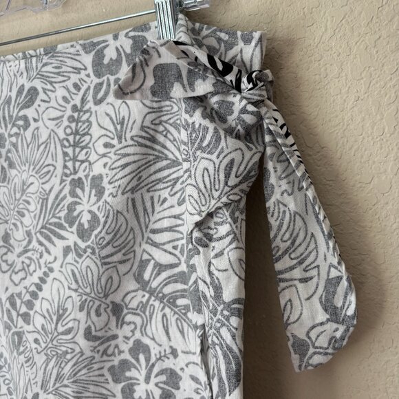 Marine Layer XL Linen Blend Monaco Wrap Skirt in Black and White Print - Picture 4 of 9